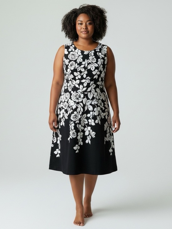 Talbots Dresses & Skirts - Talbots Black A-Line Skirt with White Floral Motif size 14